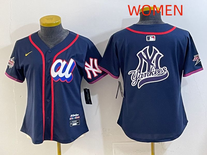 Women 2025 New York Yankees Blank Drak Blue All star Nike MLB Jersey style 010